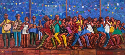 Pintura de um forró, cena popular
